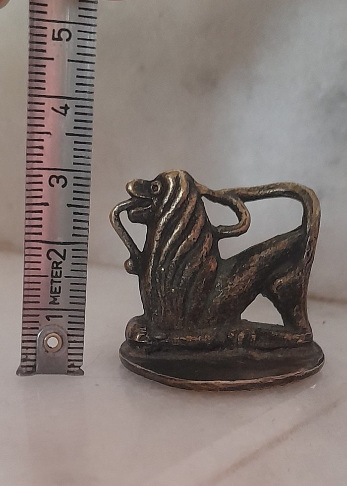 Antika bronz Osmanlı mühür Aslan - Görsel 3