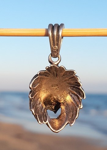 Vintage gümüş 925 Aslan başı burcu kolye Ucu - Görsel 8