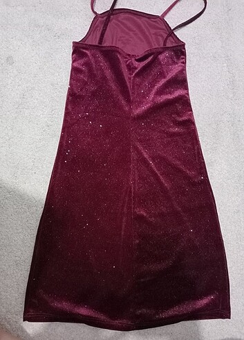 universal Beden bordo Renk Simli gece elbisesi