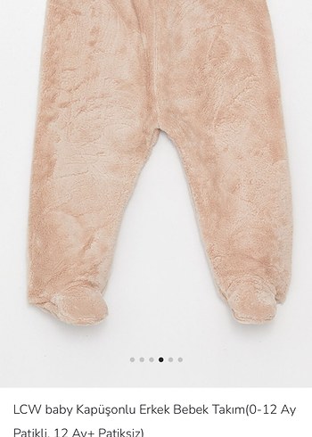 Bej Bebek Takımı Kapüşonlu ve Kürklü - Görsel 3
