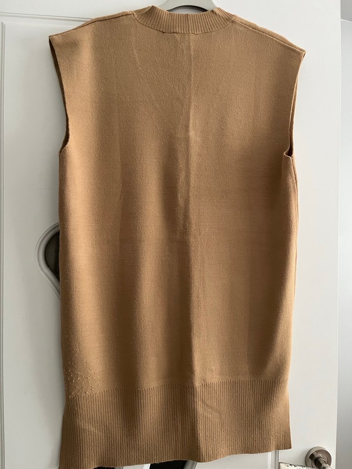 Bej V Yakalı Kadın Yün Süveter - Görsel 3