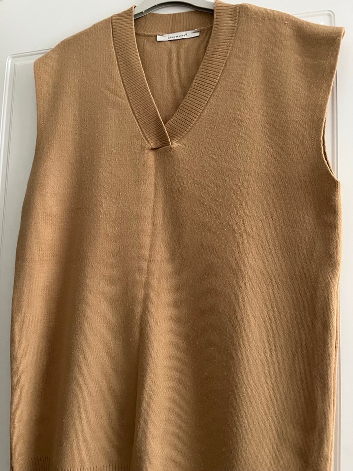 Bej V Yakalı Kadın Yün Süveter - Görsel 2