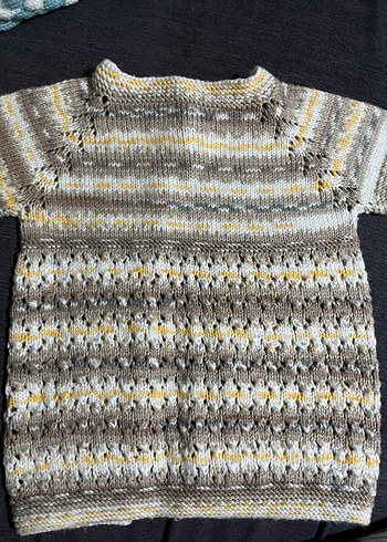 Düğmeli, Örgü Desenli Bej Bebek Hırkası - Görsel 3