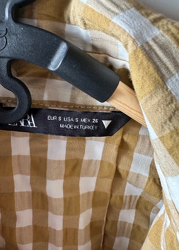 Zara Düğmeli Bej Keten Kadın Gömlek