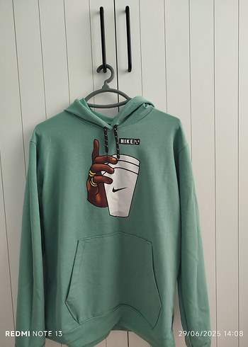 Nike Kapüşonlu Yeşil Baskılı Sweatshirt