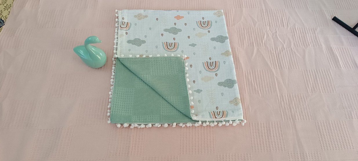 Turkuaz Nakışlı Bebek Battaniyesi - Görsel 3