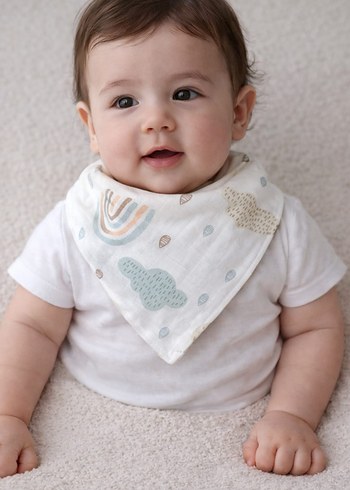 Bebek İçin Pastel Desenli Beyaz Önlük - Görsel 4
