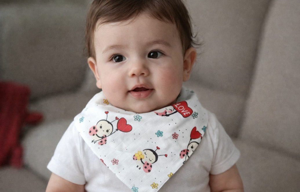 Bebek İçin Pastel Desenli Beyaz Önlük - Görsel 3