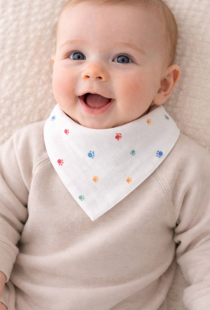 Bebek İçin Pastel Desenli Beyaz Önlük - Görsel 2