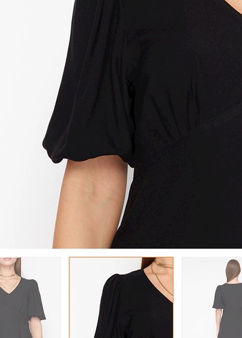 Siyah V Yaka Mini Salaş Elbise - Görsel 5