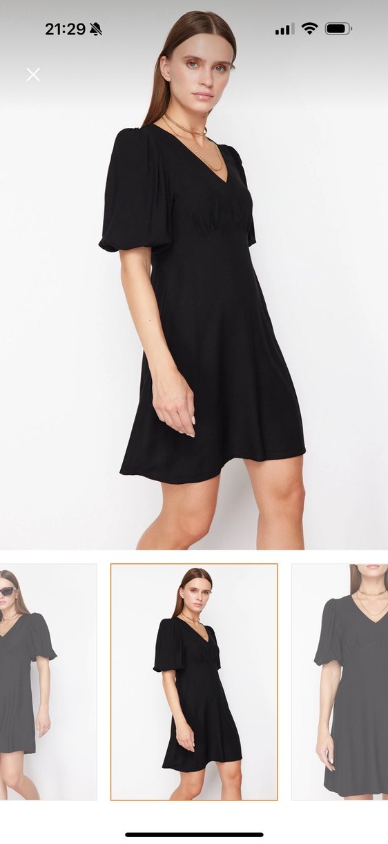 Siyah V Yaka Mini Salaş Elbise - Görsel 3