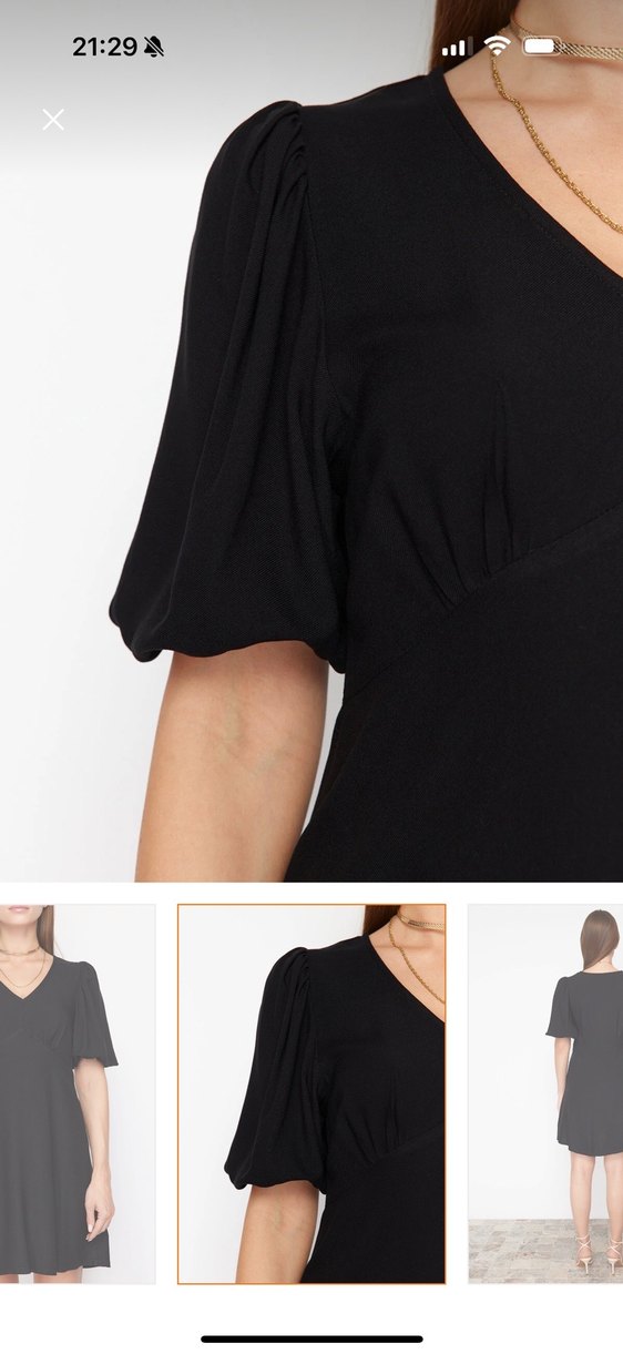 Siyah V Yaka Mini Salaş Elbise - Görsel 5