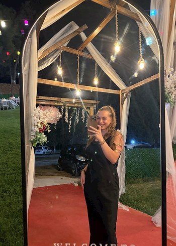 Siyah saten Uzun Kadın Elbise - Görsel 2