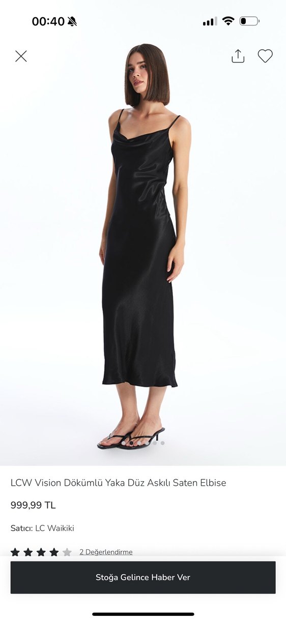 Siyah saten Uzun Kadın Elbise - Görsel 4