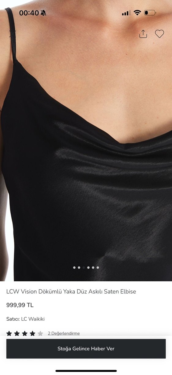 Siyah saten Uzun Kadın Elbise - Görsel 5