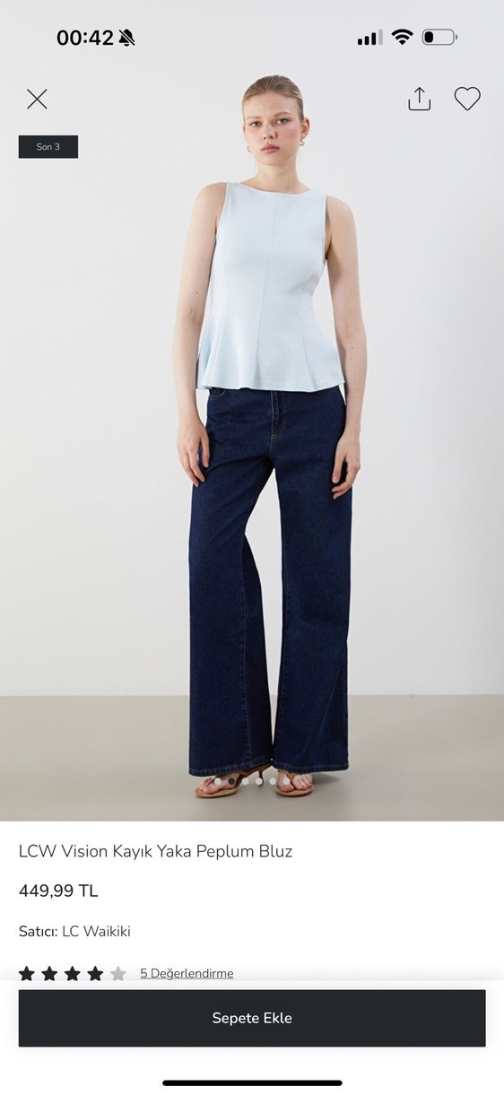 LCW Vision Kayık Yaka Peplum Bluz - Görsel 2