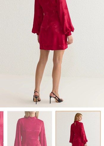 Pembe Mini Saten Elbise - Görsel 5