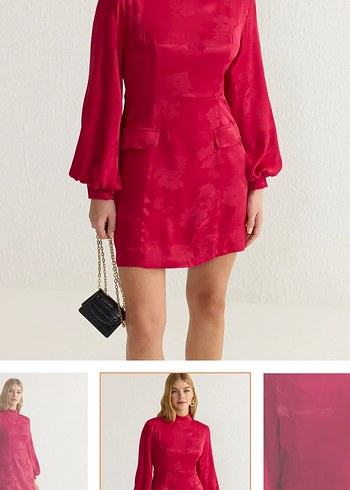 Pembe Mini Saten Elbise - Görsel 2