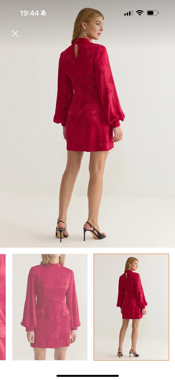 Pembe Mini Saten Elbise - Görsel 5