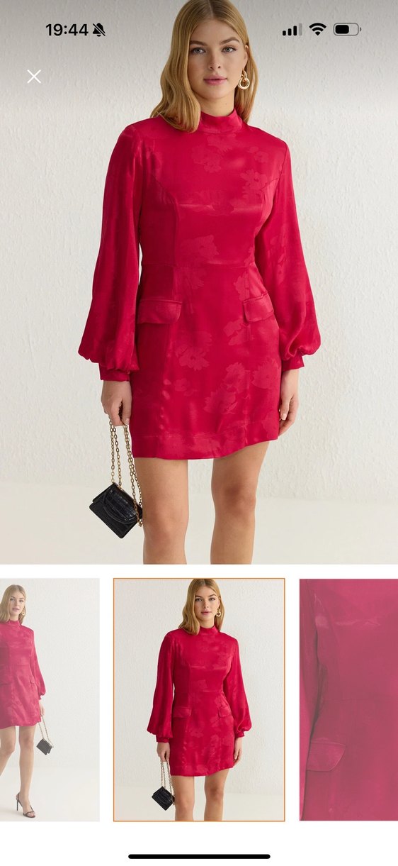 Pembe Mini Saten Elbise - Görsel 2