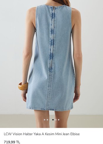 LCW Vision Açık Mavi Mini Denim Elbise - Görsel 4