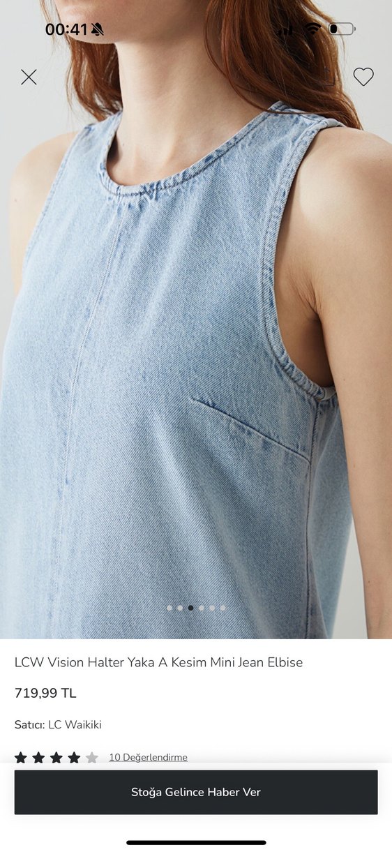 LCW Vision Açık Mavi Mini Denim Elbise - Görsel 3