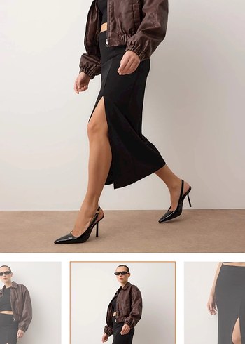 siyah yırtmaçlı etek - Görsel 2