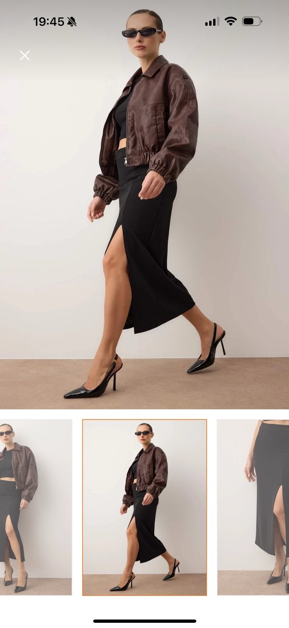 siyah yırtmaçlı etek - Görsel 2