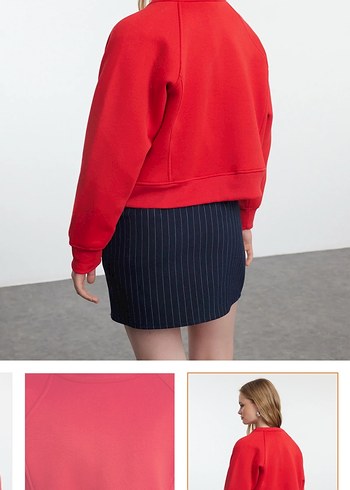 Kırmızı Kadın Mini Sweatshirt - Görsel 4