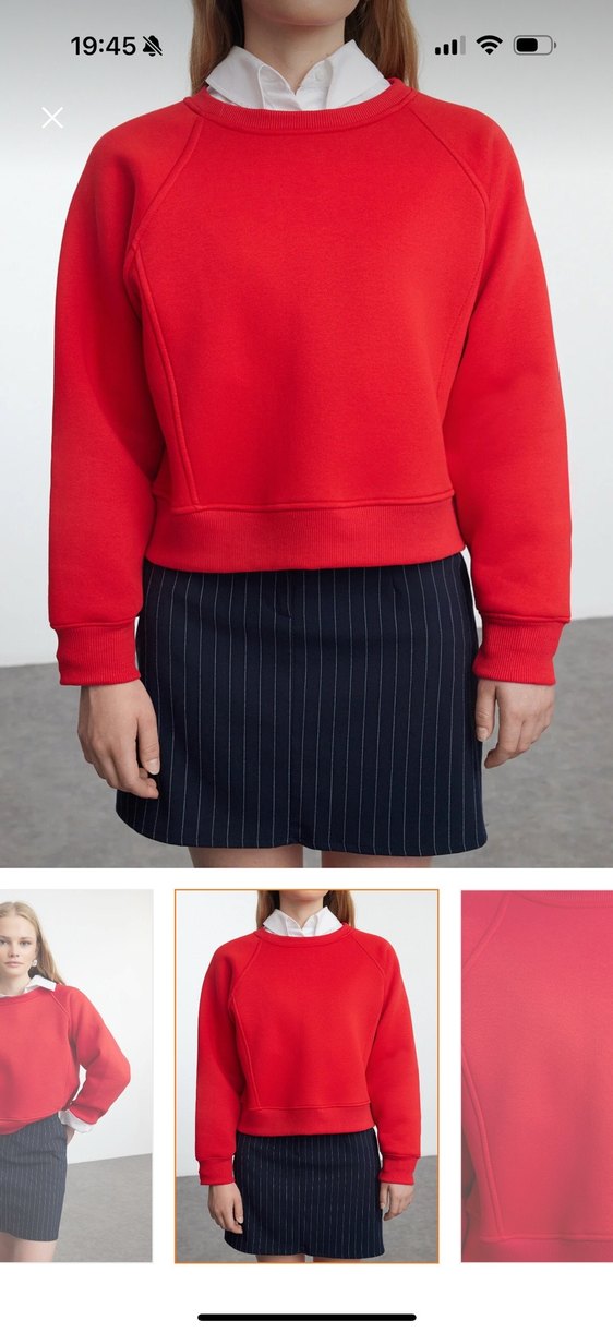 Kırmızı Kadın Mini Sweatshirt - Görsel 3