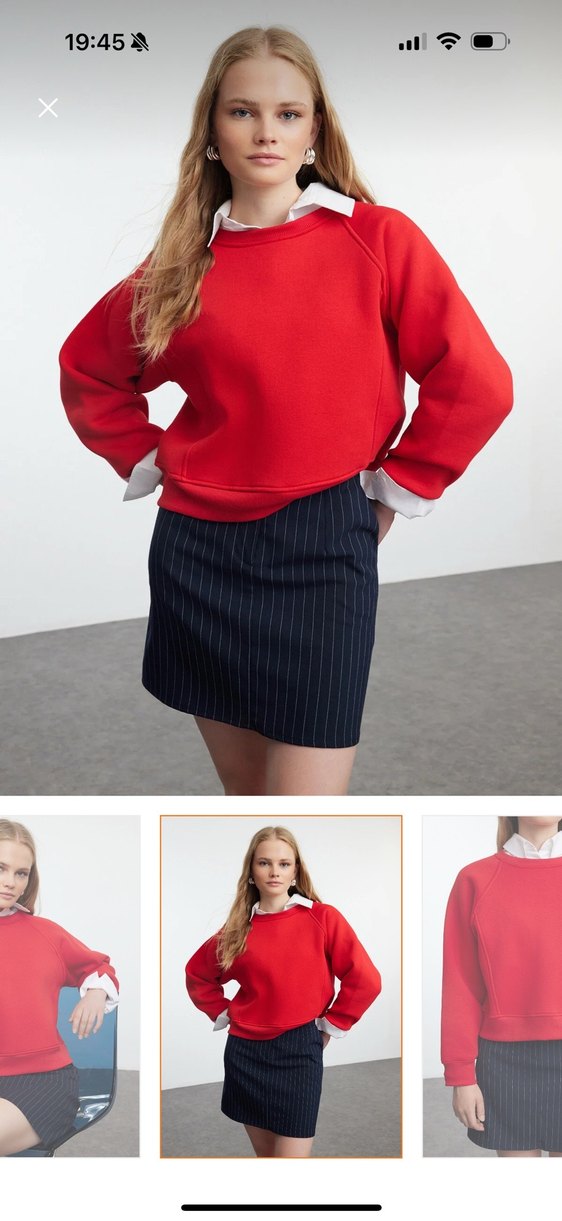 Kırmızı Kadın Mini Sweatshirt - Görsel 2