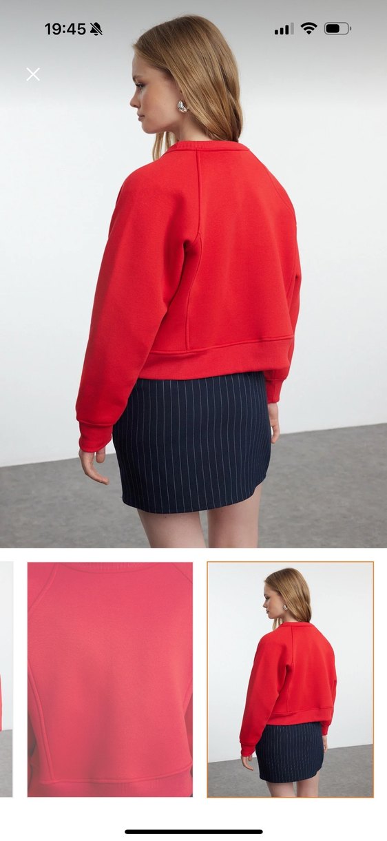 Kırmızı Kadın Mini Sweatshirt - Görsel 4