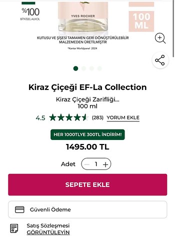 Yves Rocher Eau Fraîche Gerisier Kadın Parfümü 100 ml - Görsel 6