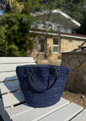Lacivert Örgü Bohem Kadın Çanta - Görsel 5