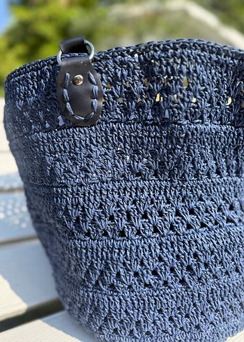 Lacivert Örgü Bohem Kadın Çanta - Görsel 6
