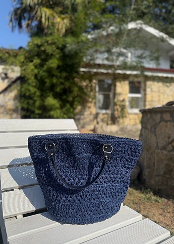 Lacivert Örgü Bohem Kadın Çanta - Görsel 4