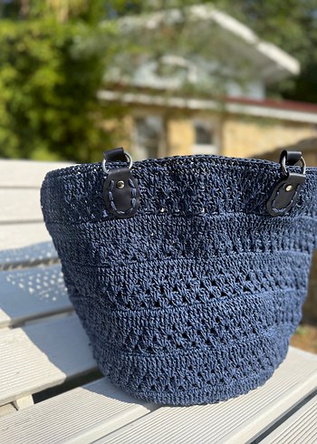 Lacivert Örgü Bohem Kadın Çanta - Görsel 3