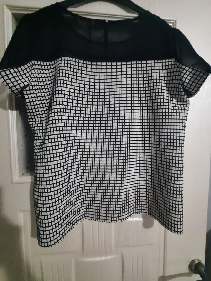 Kısa Kollu Siyah beyaz Kadın Bluz - Görsel 2