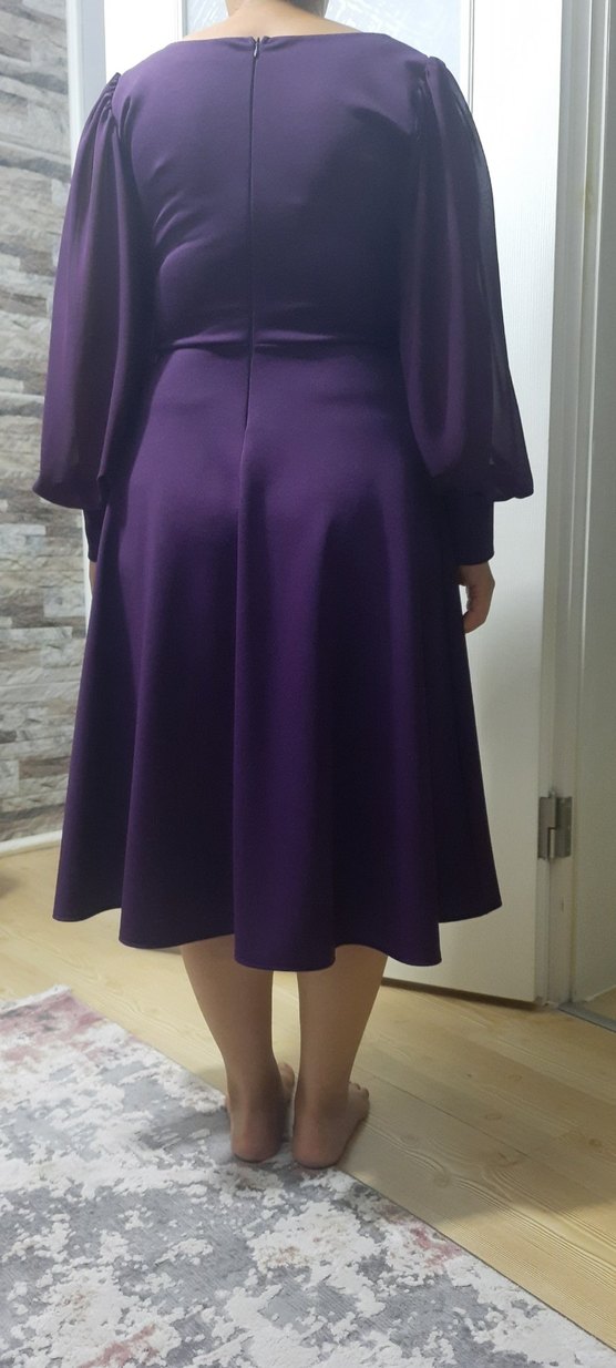 Mor Midi Elbise - Görsel 2