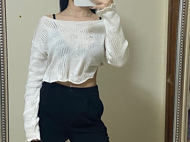 Koton Delikli Uzun Kollu Crop