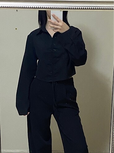 s Beden siyah Renk Uzun Kollu Crop