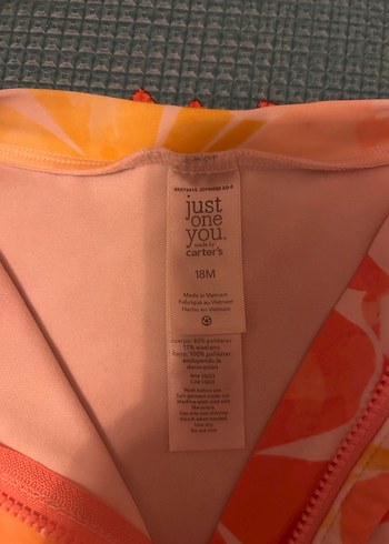 Turuncu Çiçek Desenli Uzun Kollu Kız Mayo - Görsel 2