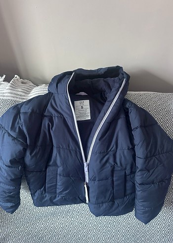 Gri Kapüşonlu Fermuarlı Kız Çocuk Kışlık Mont - Görsel 4