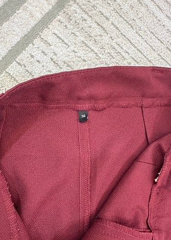 s Beden Bordo Piliseli Kadın Kumaş Pantolon