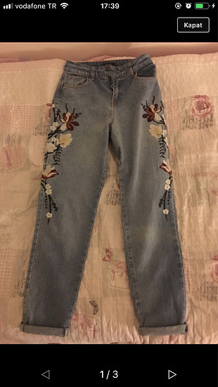 Çiçekli boyfriend jean