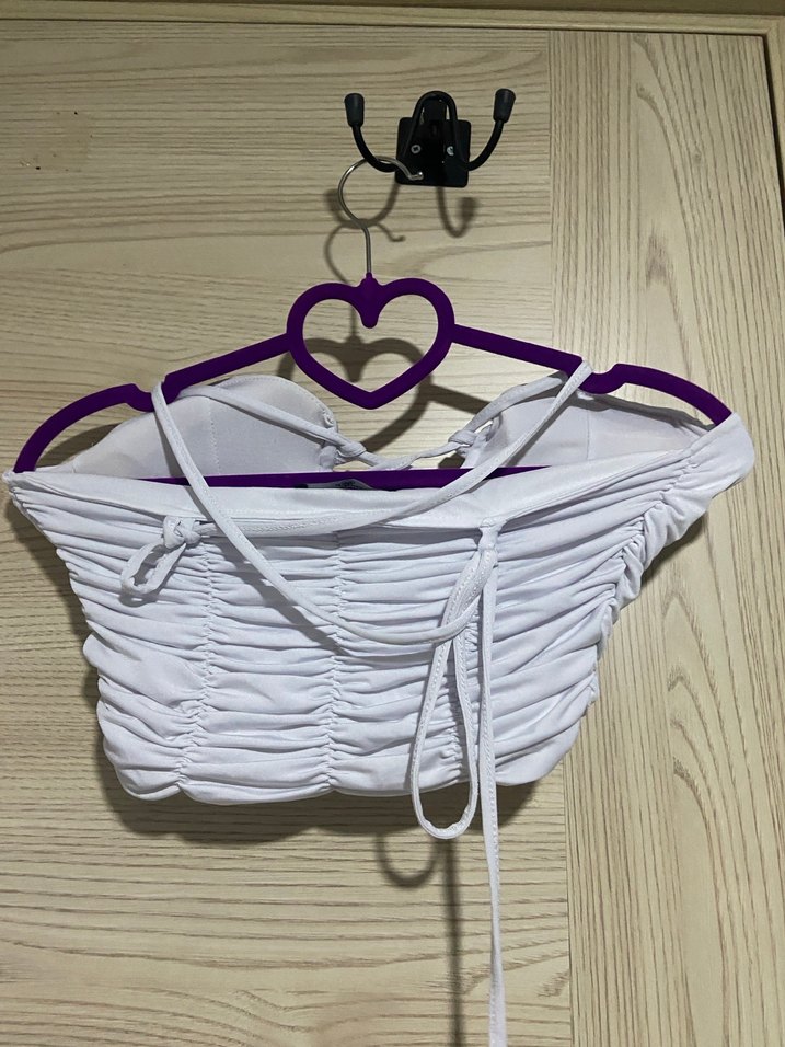 Dantelli Beyaz Straplez Bustiyer - Görsel 3