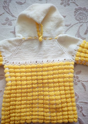 Kız ve Erkek Çocuk Sarı Örgü Hırka ceket - Görsel 2