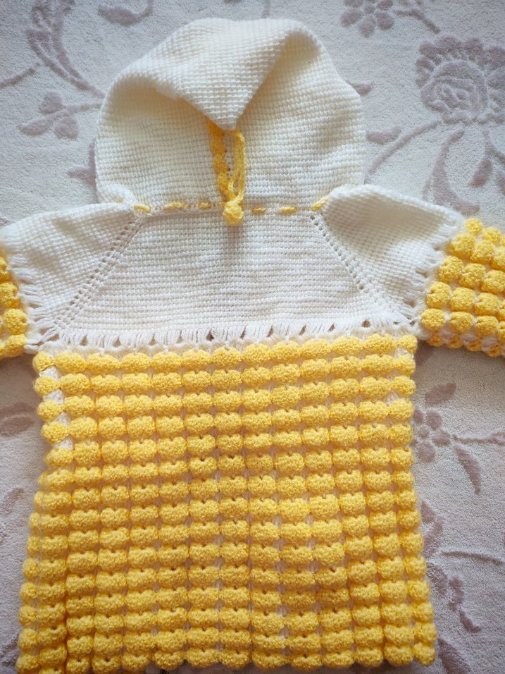 Kız ve Erkek Çocuk Sarı Örgü Hırka ceket - Görsel 2