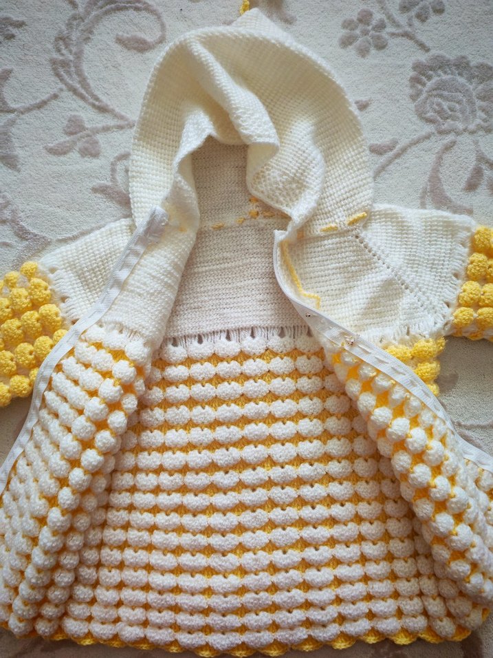 Kız ve Erkek Çocuk Sarı Örgü Hırka ceket - Görsel 3