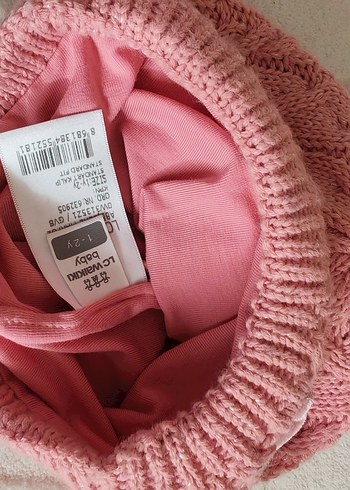 Pembe Örgü Çocuk Bere Kadife Fiyonk Detaylı - Görsel 2